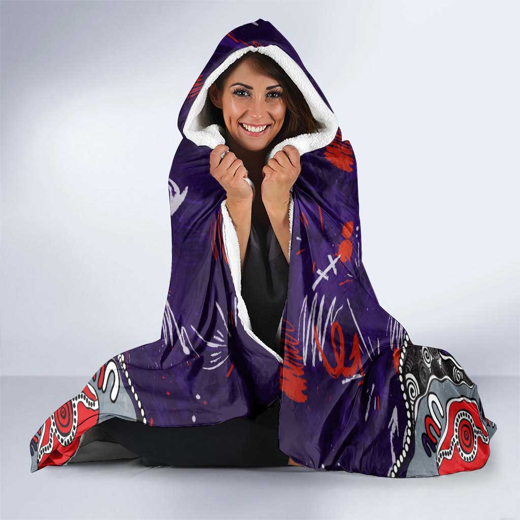 Personalized Fremantle Dockers Hooded Blanket Aboriginal Dot Painting Graffiti Style