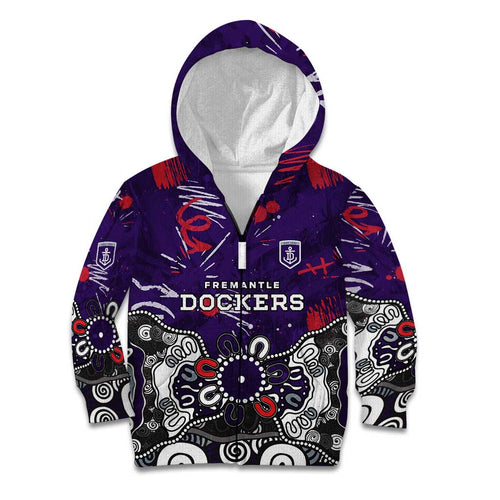 Personalized Fremantle Dockers Kid Hoodie Aboriginal Dot Painting Graffiti Style