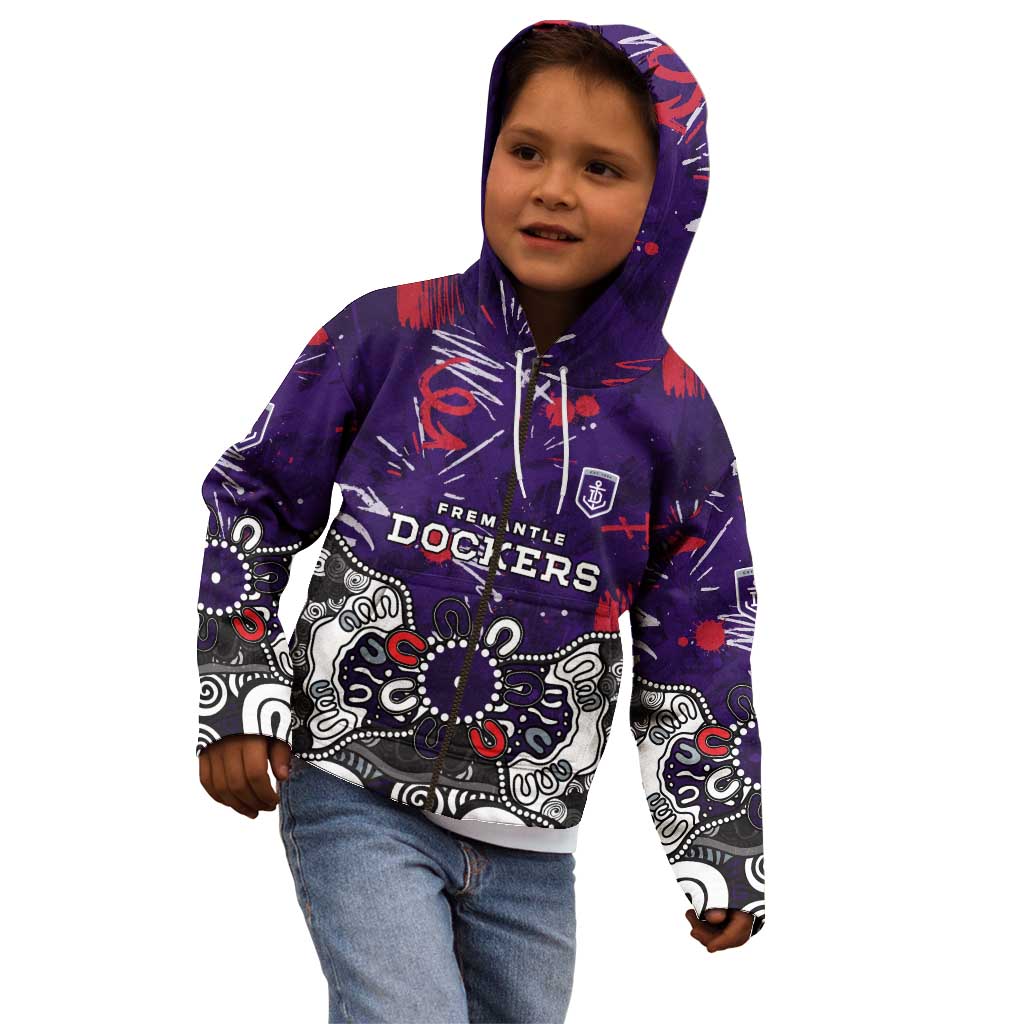 Personalized Fremantle Dockers Kid Hoodie Aboriginal Dot Painting Graffiti Style
