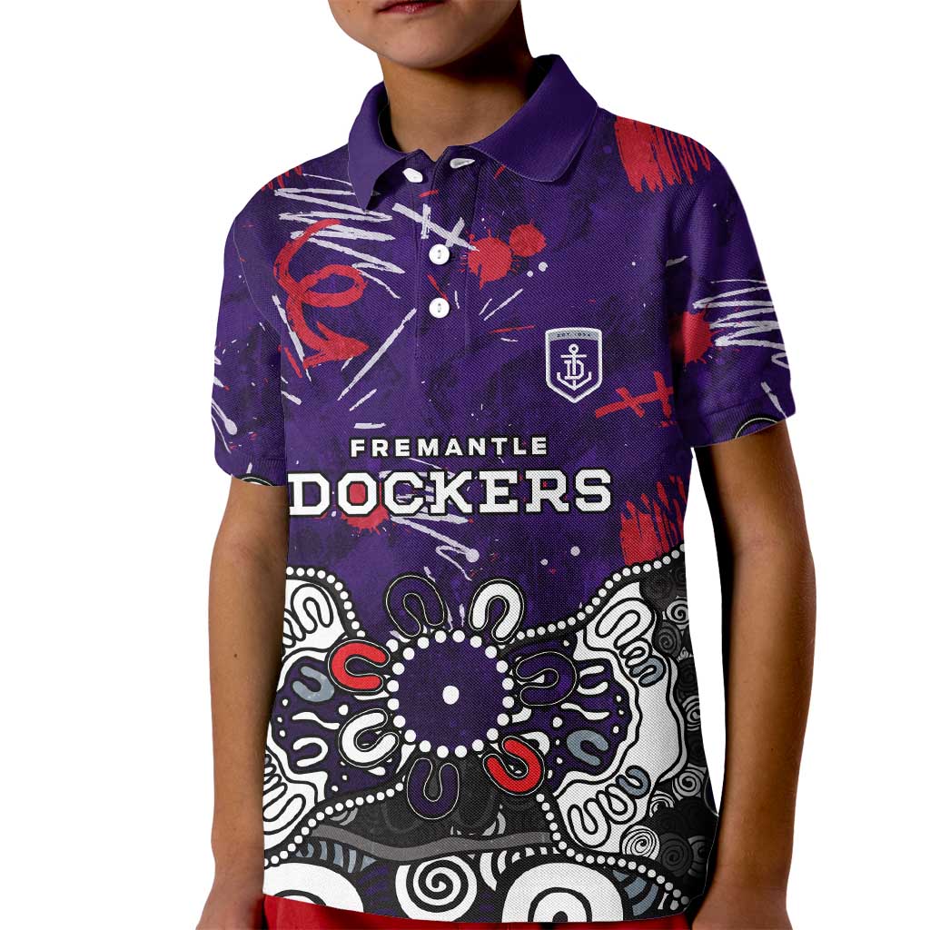 Personalized Fremantle Dockers Kid Polo Shirt Aboriginal Dot Painting Graffiti Style