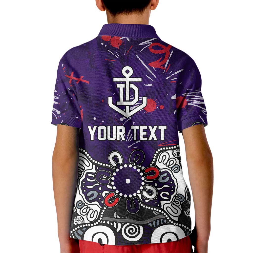 Personalized Fremantle Dockers Kid Polo Shirt Aboriginal Dot Painting Graffiti Style