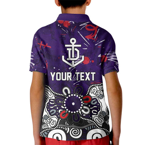 Personalized Fremantle Dockers Kid Polo Shirt Aboriginal Dot Painting Graffiti Style