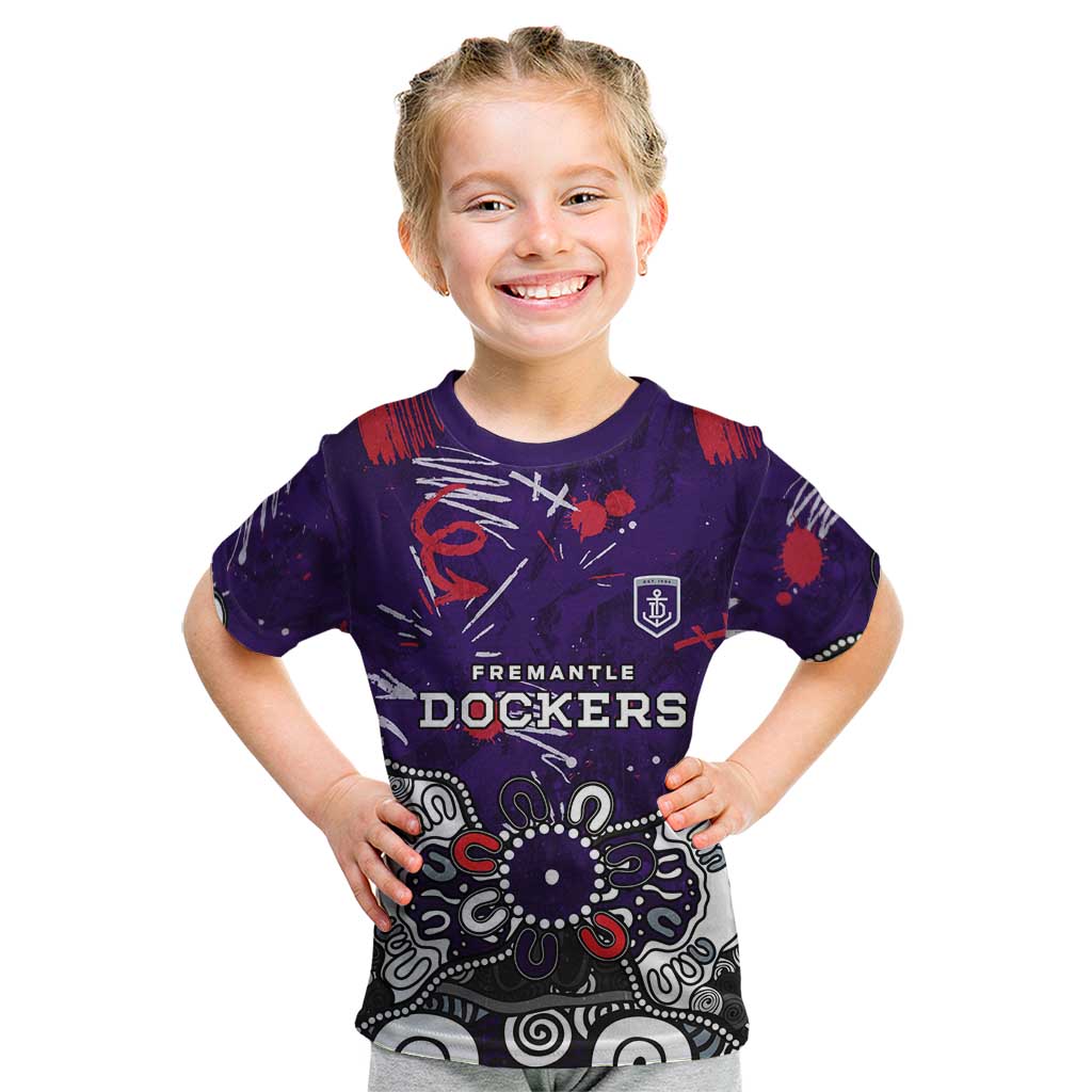 Personalized Fremantle Dockers Kid T Shirt Aboriginal Dot Painting Graffiti Style