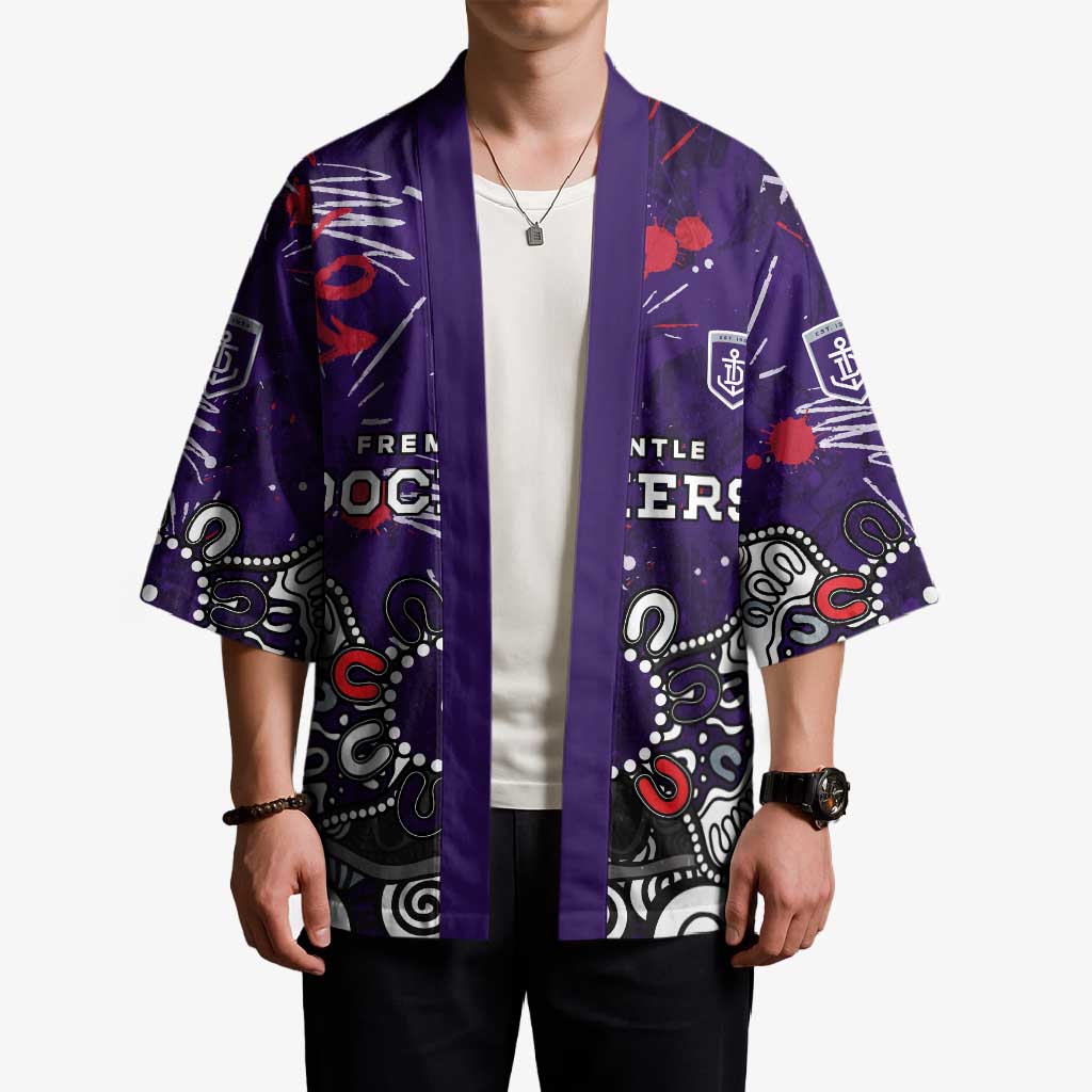 Personalized Fremantle Dockers Kimono Aboriginal Dot Painting Graffiti Style
