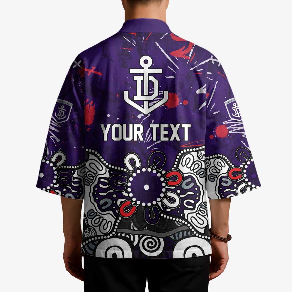 Personalized Fremantle Dockers Kimono Aboriginal Dot Painting Graffiti Style