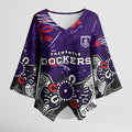 Personalized Fremantle Dockers Kimono Sleeve Blouse Aboriginal Dot Painting Graffiti Style