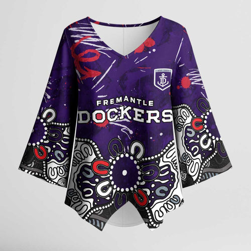 Personalized Fremantle Dockers Kimono Sleeve Blouse Aboriginal Dot Painting Graffiti Style