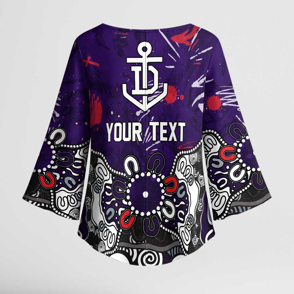 Personalized Fremantle Dockers Kimono Sleeve Blouse Aboriginal Dot Painting Graffiti Style