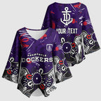 Personalized Fremantle Dockers Kimono Sleeve Blouse Aboriginal Dot Painting Graffiti Style