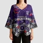 Personalized Fremantle Dockers Kimono Sleeve Blouse Aboriginal Dot Painting Graffiti Style