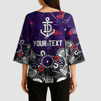 Personalized Fremantle Dockers Kimono Sleeve Blouse Aboriginal Dot Painting Graffiti Style