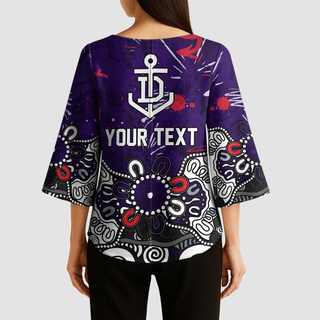 Personalized Fremantle Dockers Kimono Sleeve Blouse Aboriginal Dot Painting Graffiti Style
