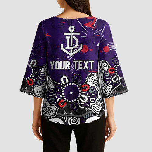Personalized Fremantle Dockers Kimono Sleeve Blouse Aboriginal Dot Painting Graffiti Style