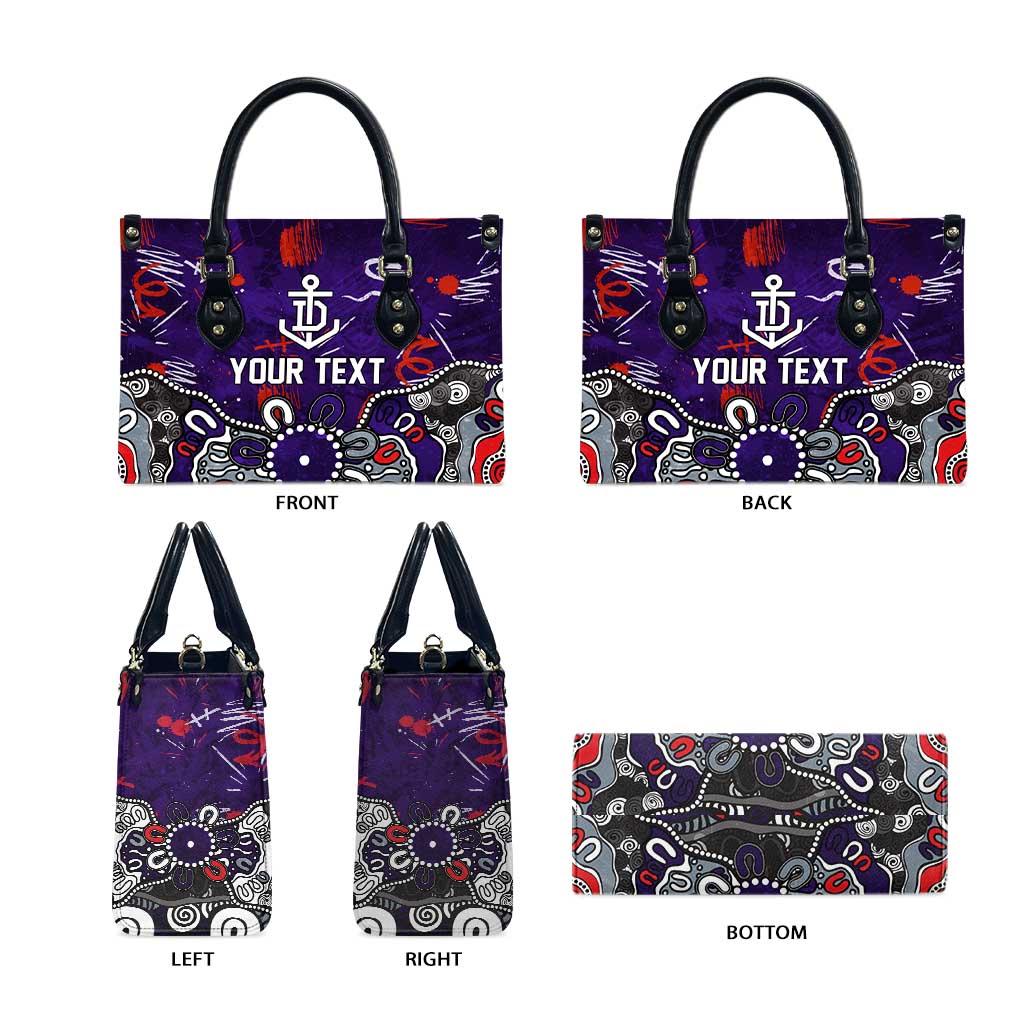 Personalized Fremantle Dockers Leather Bag Aboriginal Dot Painting Graffiti Style