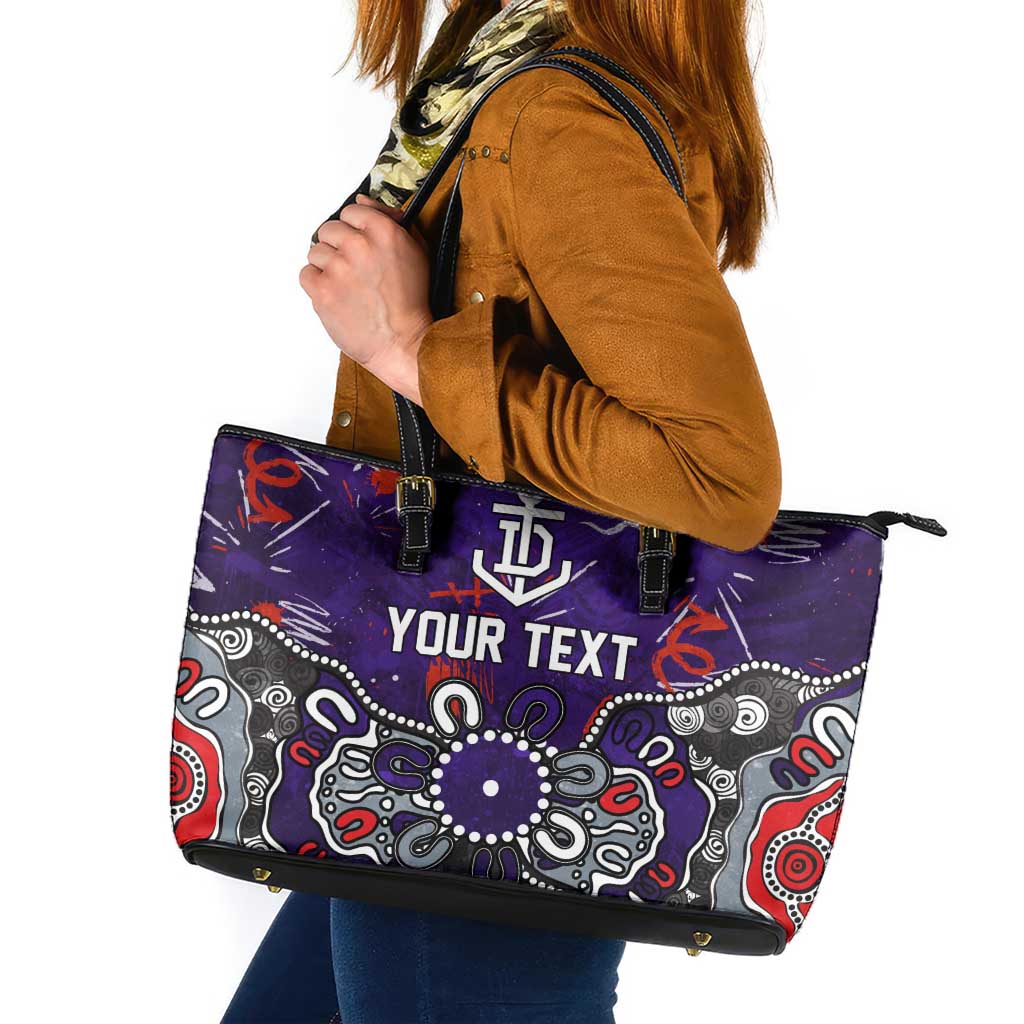 Personalized Fremantle Dockers Leather Tote Bag Aboriginal Dot Painting Graffiti Style