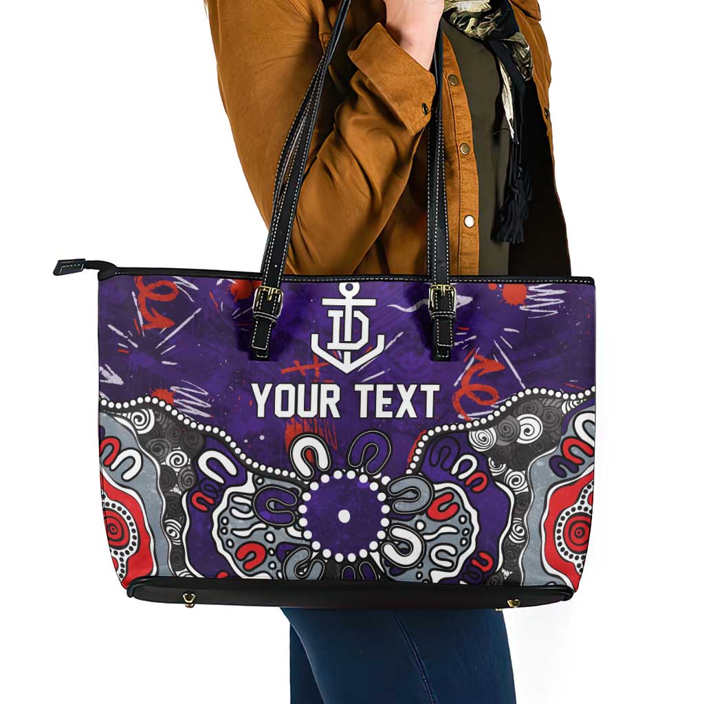 Personalized Fremantle Dockers Leather Tote Bag Aboriginal Dot Painting Graffiti Style