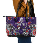 Personalized Fremantle Dockers Leather Tote Bag Aboriginal Dot Painting Graffiti Style
