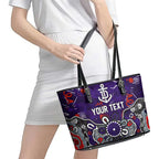 Personalized Fremantle Dockers Leather Tote Bag Aboriginal Dot Painting Graffiti Style