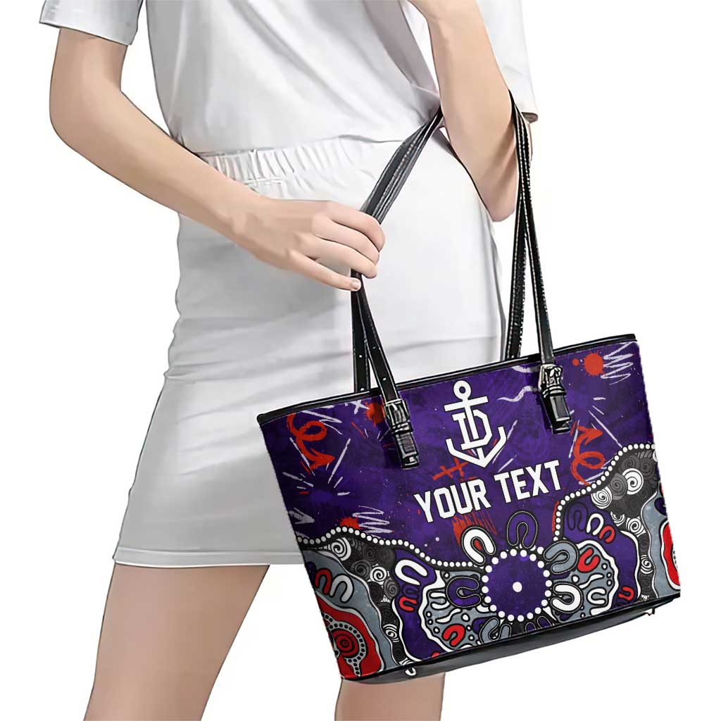 Personalized Fremantle Dockers Leather Tote Bag Aboriginal Dot Painting Graffiti Style