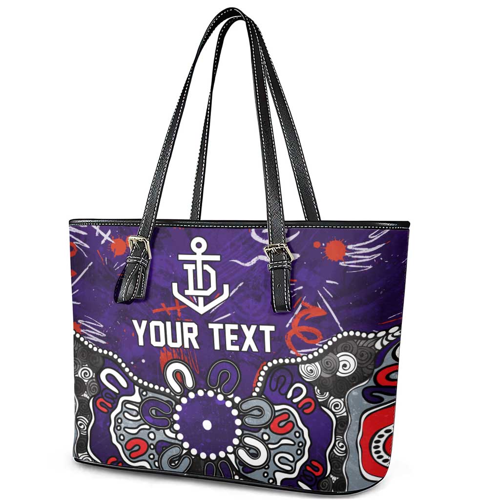 Personalized Fremantle Dockers Leather Tote Bag Aboriginal Dot Painting Graffiti Style