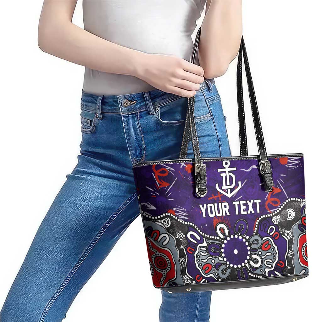 Personalized Fremantle Dockers Leather Tote Bag Aboriginal Dot Painting Graffiti Style