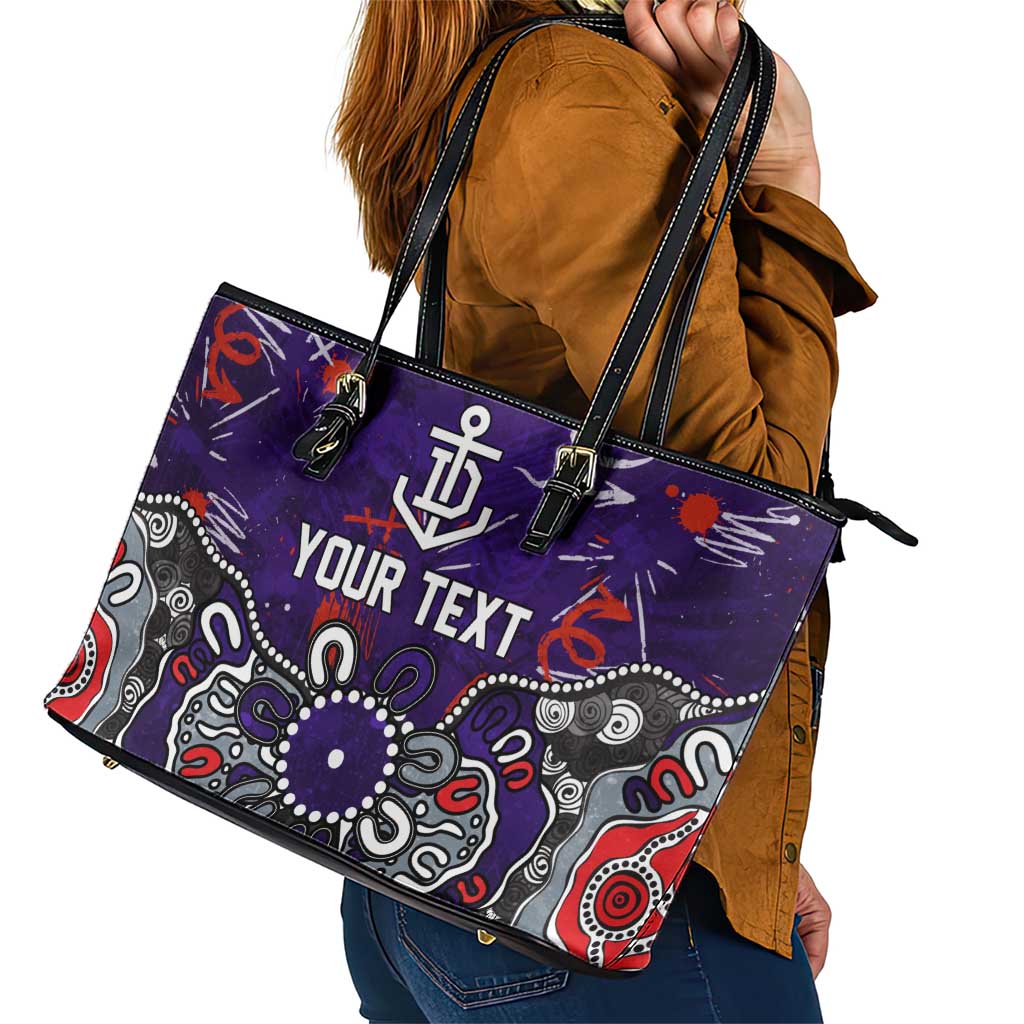 Personalized Fremantle Dockers Leather Tote Bag Aboriginal Dot Painting Graffiti Style