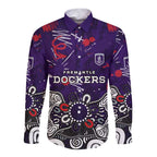 Personalized Fremantle Dockers Long Sleeve Button Shirt Aboriginal Dot Painting Graffiti Style