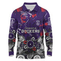 Personalized Fremantle Dockers Long Sleeve Polo Shirt Aboriginal Dot Painting Graffiti Style