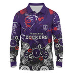 Personalized Fremantle Dockers Long Sleeve Polo Shirt Aboriginal Dot Painting Graffiti Style