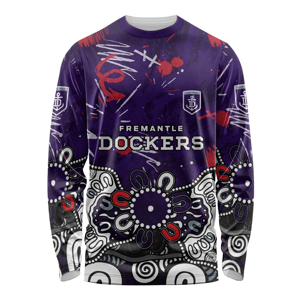 Personalized Fremantle Dockers Long Sleeve Shirt Aboriginal Dot Painting Graffiti Style