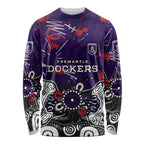 Personalized Fremantle Dockers Long Sleeve Shirt Aboriginal Dot Painting Graffiti Style
