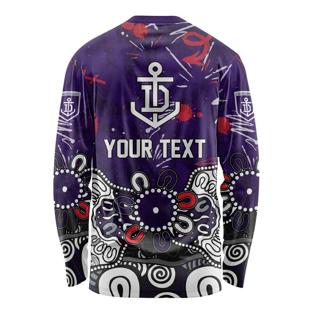 Personalized Fremantle Dockers Long Sleeve Shirt Aboriginal Dot Painting Graffiti Style