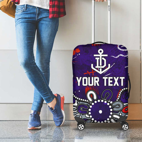Personalized Fremantle Dockers Luggage Cover Aboriginal Dot Painting Graffiti Style
