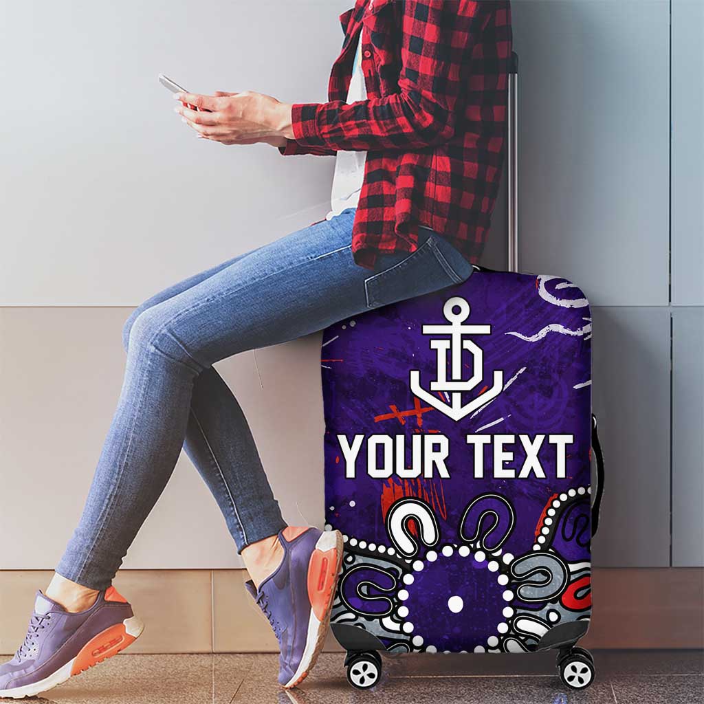 Personalized Fremantle Dockers Luggage Cover Aboriginal Dot Painting Graffiti Style