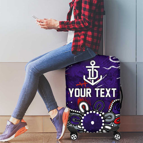 Personalized Fremantle Dockers Luggage Cover Aboriginal Dot Painting Graffiti Style
