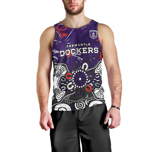 Personalized Fremantle Dockers Men Tank Top Aboriginal Dot Painting Graffiti Style