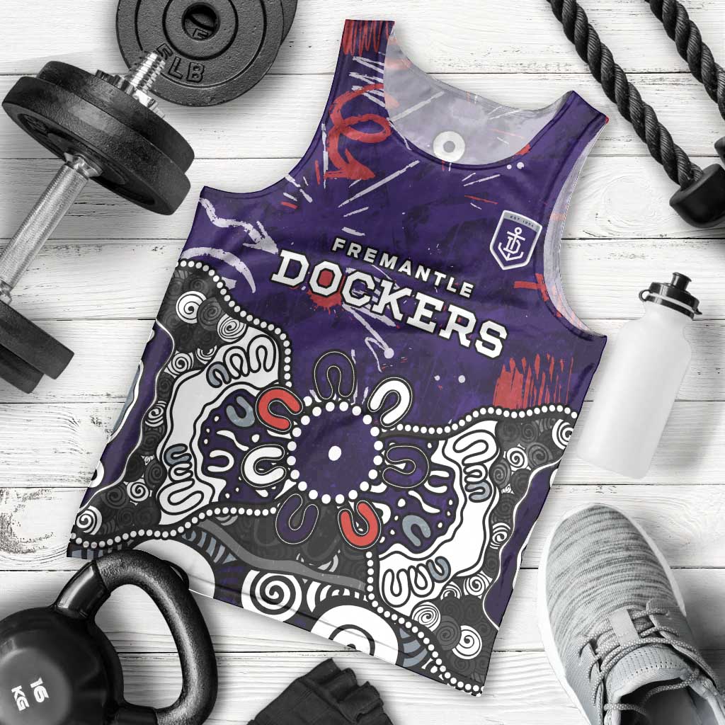 Personalized Fremantle Dockers Men Tank Top Aboriginal Dot Painting Graffiti Style