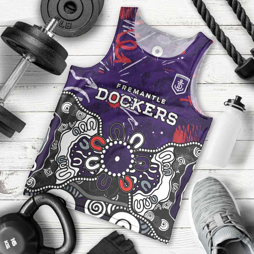 Personalized Fremantle Dockers Men Tank Top Aboriginal Dot Painting Graffiti Style