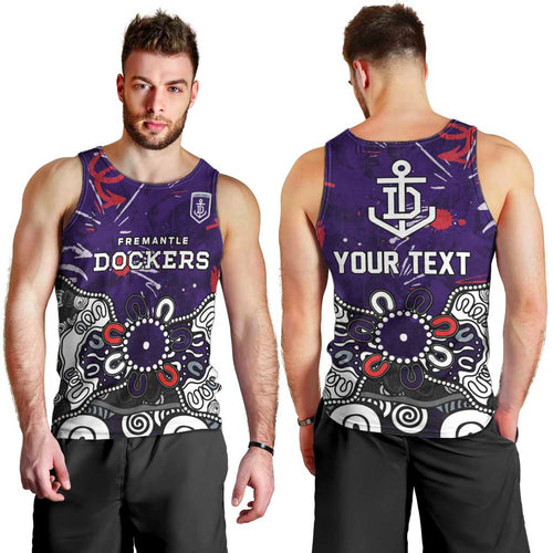 Personalized Fremantle Dockers Men Tank Top Aboriginal Dot Painting Graffiti Style