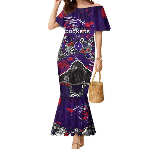 Personalized Fremantle Dockers Mermaid Dress Aboriginal Dot Painting Graffiti Style