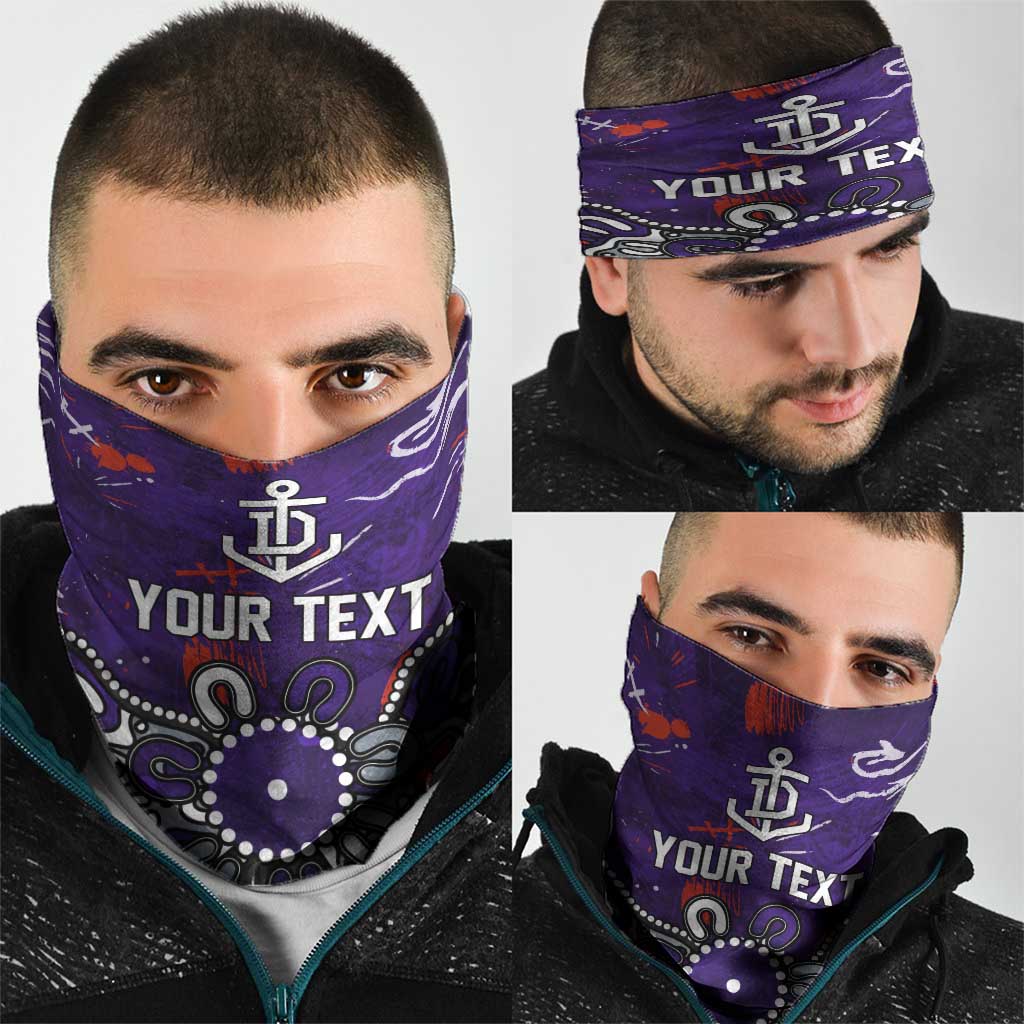 Personalized Fremantle Dockers Neck Gaiter Aboriginal Dot Painting Graffiti Style