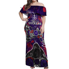 Personalized Fremantle Dockers Off Shoulder Maxi Dress Aboriginal Dot Painting Graffiti Style
