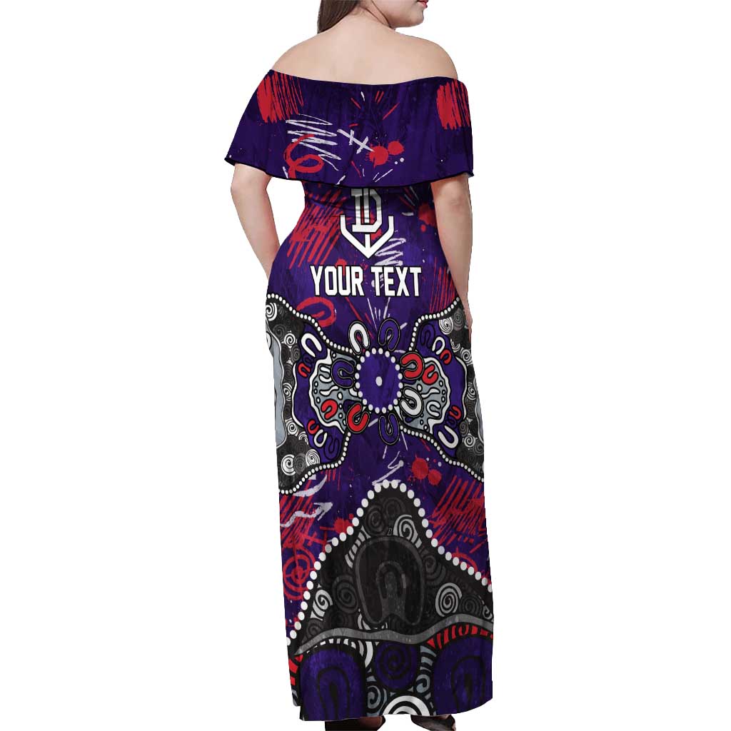 Personalized Fremantle Dockers Off Shoulder Maxi Dress Aboriginal Dot Painting Graffiti Style