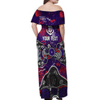 Personalized Fremantle Dockers Off Shoulder Maxi Dress Aboriginal Dot Painting Graffiti Style