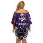 Personalized Fremantle Dockers Off Shoulder Short Dress Aboriginal Dot Painting Graffiti Style