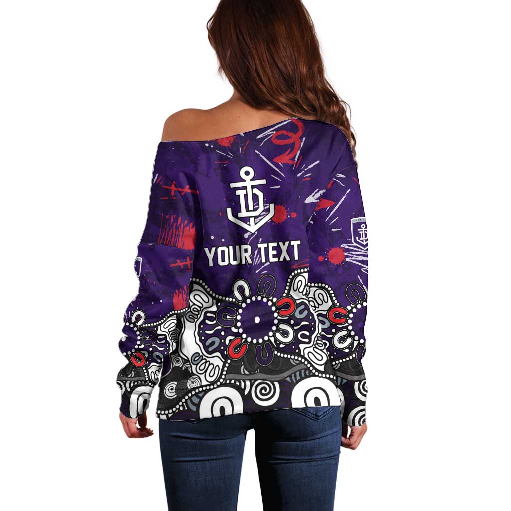 Personalized Fremantle Dockers Off Shoulder Sweater Aboriginal Dot Painting Graffiti Style