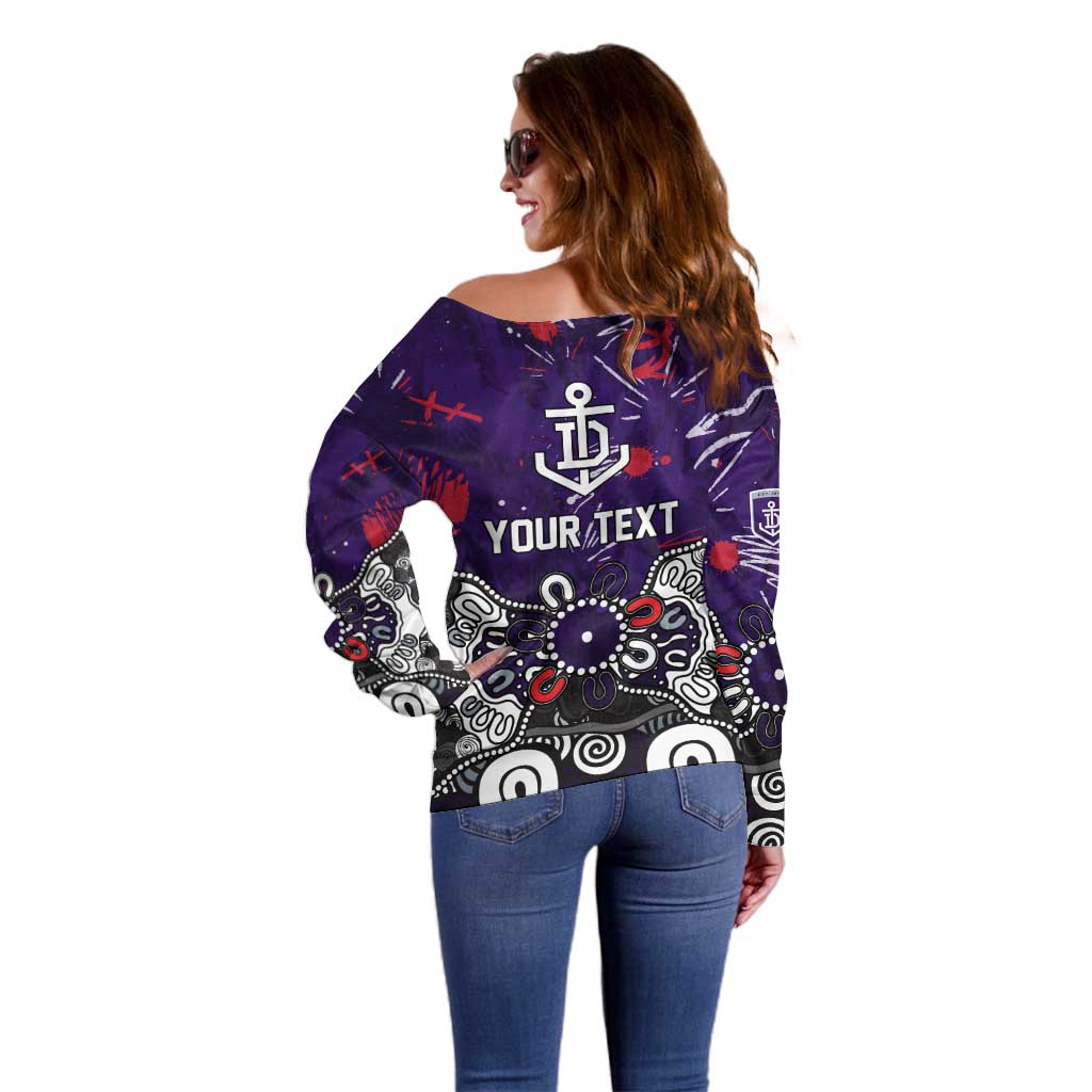 Personalized Fremantle Dockers Off Shoulder Sweater Aboriginal Dot Painting Graffiti Style