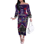 Personalized Fremantle Dockers Off The Shoulder Long Sleeve Dress Aboriginal Dot Painting Graffiti Style