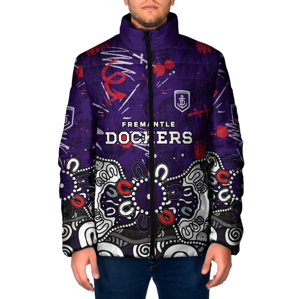 Personalized Fremantle Dockers Padded Jacket Aboriginal Dot Painting Graffiti Style