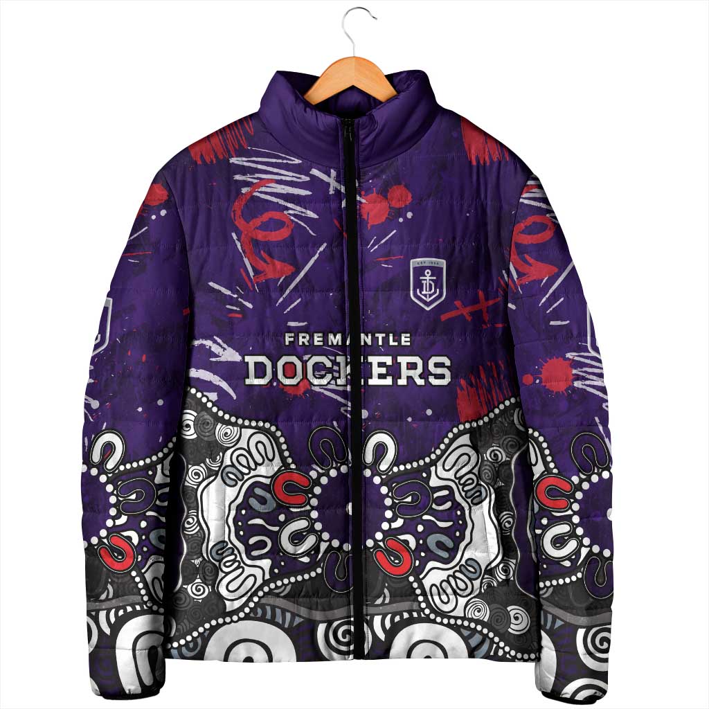 Personalized Fremantle Dockers Padded Jacket Aboriginal Dot Painting Graffiti Style